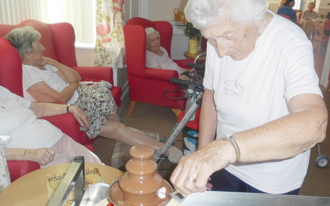 Chocolate fountain fun at Woodstock Residential Care Home
