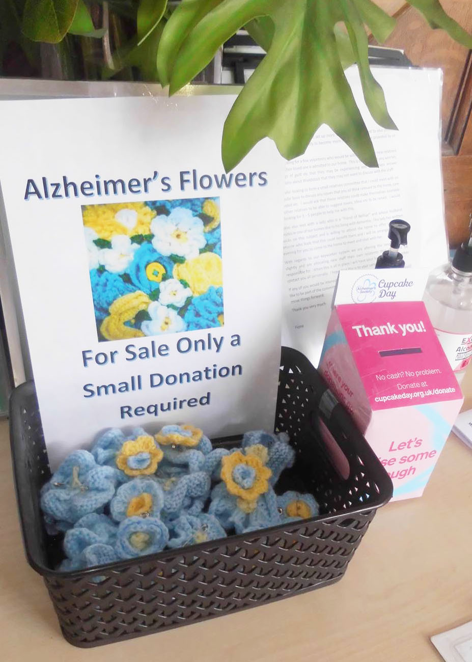 Fundraising display for the Alzheimer's Society at Woodstock Residential Care Home