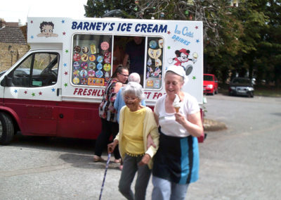 Barney's ice-cream van in the car park at Woodstock