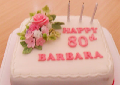 An 80th iced birthday cake