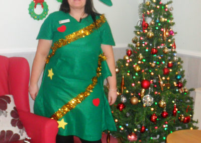 Woodstock Residential Care Home staff member dressed as a Christmas tree