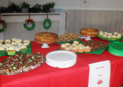 A table of cakes for sale at Woodstock's coffee afternoon