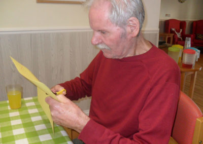 Making Valetine's paper hearts at Woodstock Residential Care Home 3