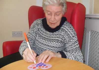 Making Valetine's paper hearts at Woodstock Residential Care Home 6