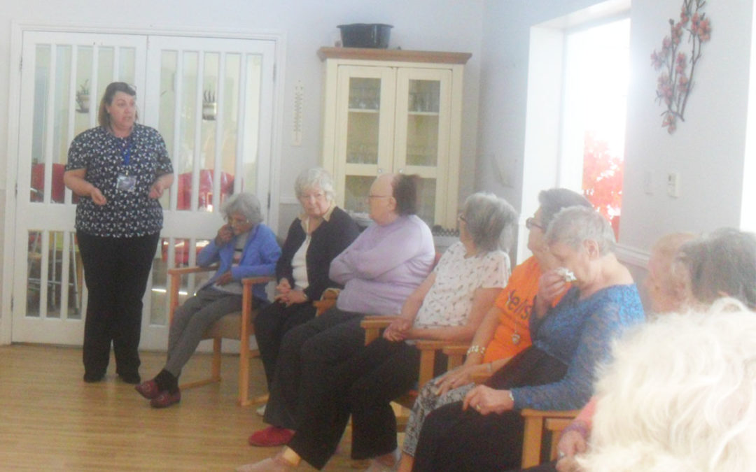 Residents Meeting and weekly exercises at Woodstock Residential Care Home