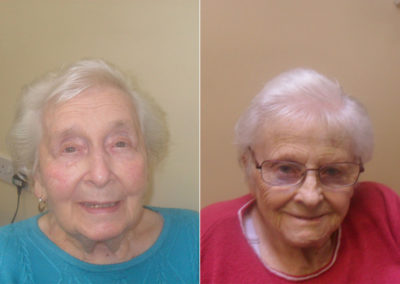 Two ladies at Woodstock Residential Care Home after having their hair washed and blow-dried