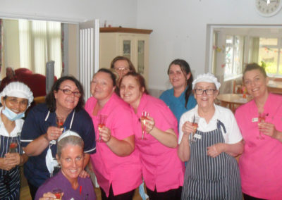 Woodstock Residential Care Home staff enjoying an afternoon tea and drinks together