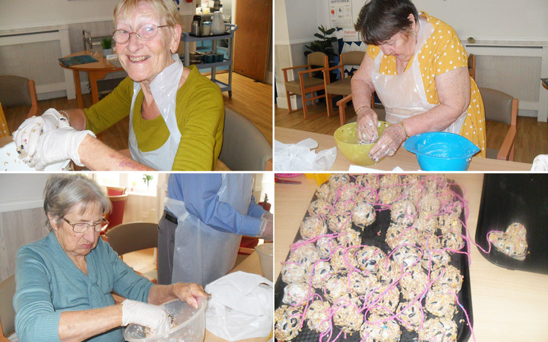 Making bird feeders at Woodstock Residential Care Home