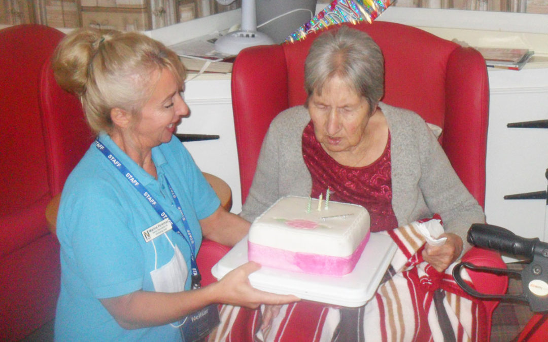 Birthday celebrations for Barbara at Woodstock Residential Care Home
