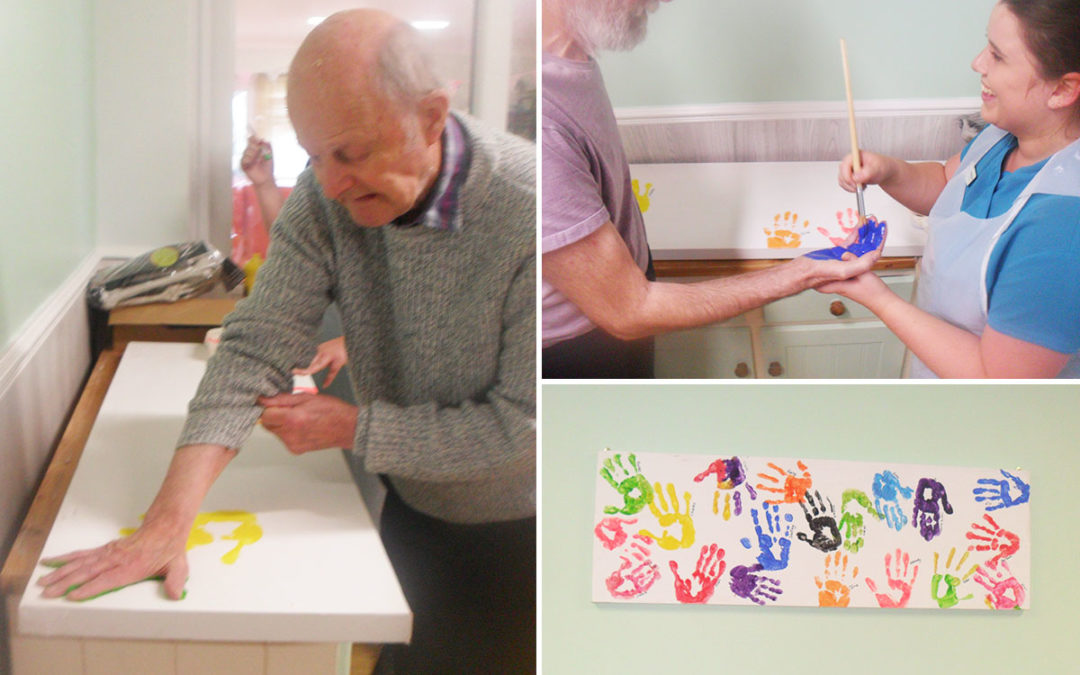 Hand print painting at Woodstock Residential Care Home