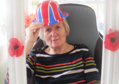 Woodstock Residential Care Home resident with a Union Jack hat on