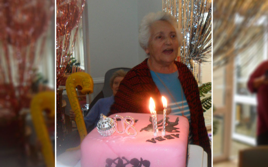 Rosa at Woodstock Residential Care Home celebrates her eightieth birthday