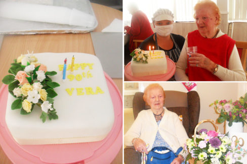 Vera at Woodstock Residential Care Home with her birthday cake