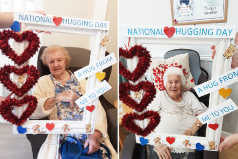 Woodstock Residential Care Home ladies posing for hugs photos