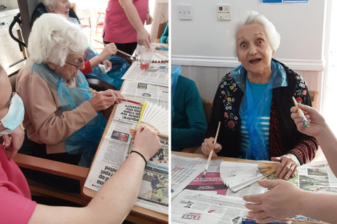 Woodstock Residential Care Home residents painting Chinese fans