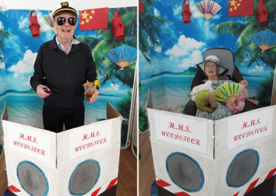 Woodstock Residential Care Home residents having photos on their virtual cruise liner