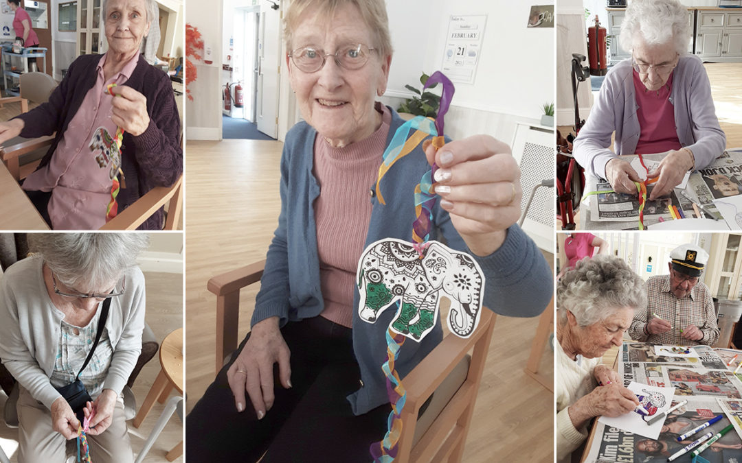 Making Indian themed decorations at Woodstock Residential Care Home