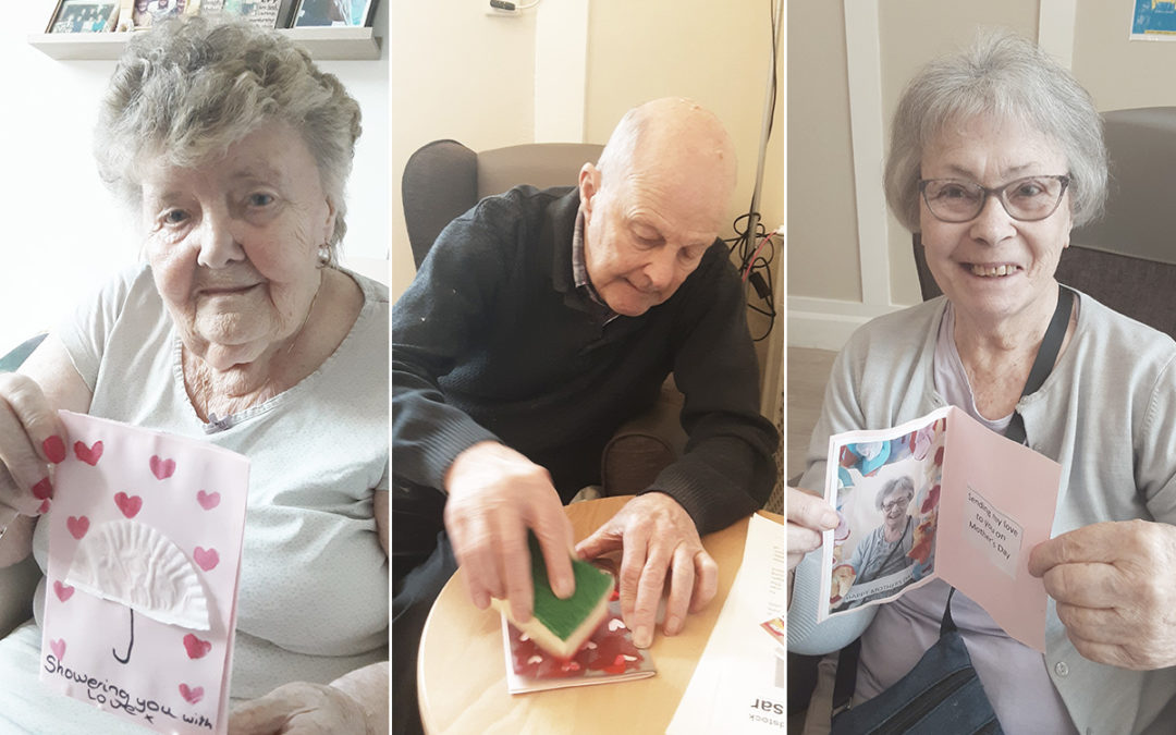 Crafting Mothers Day cards at Woodstock Residential Care Home