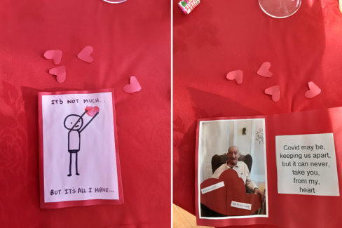 Valentines Day cards made at Woodstock Residential Care Home