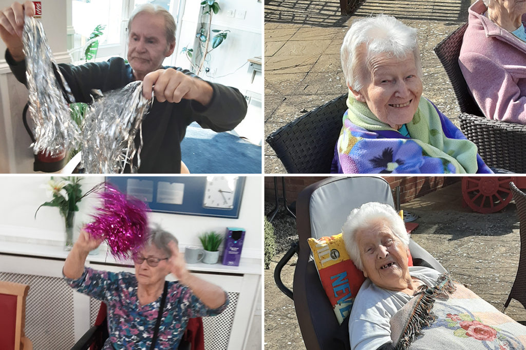 Woodstock Residential Care Home Residents enjoying seated exercises and their garden