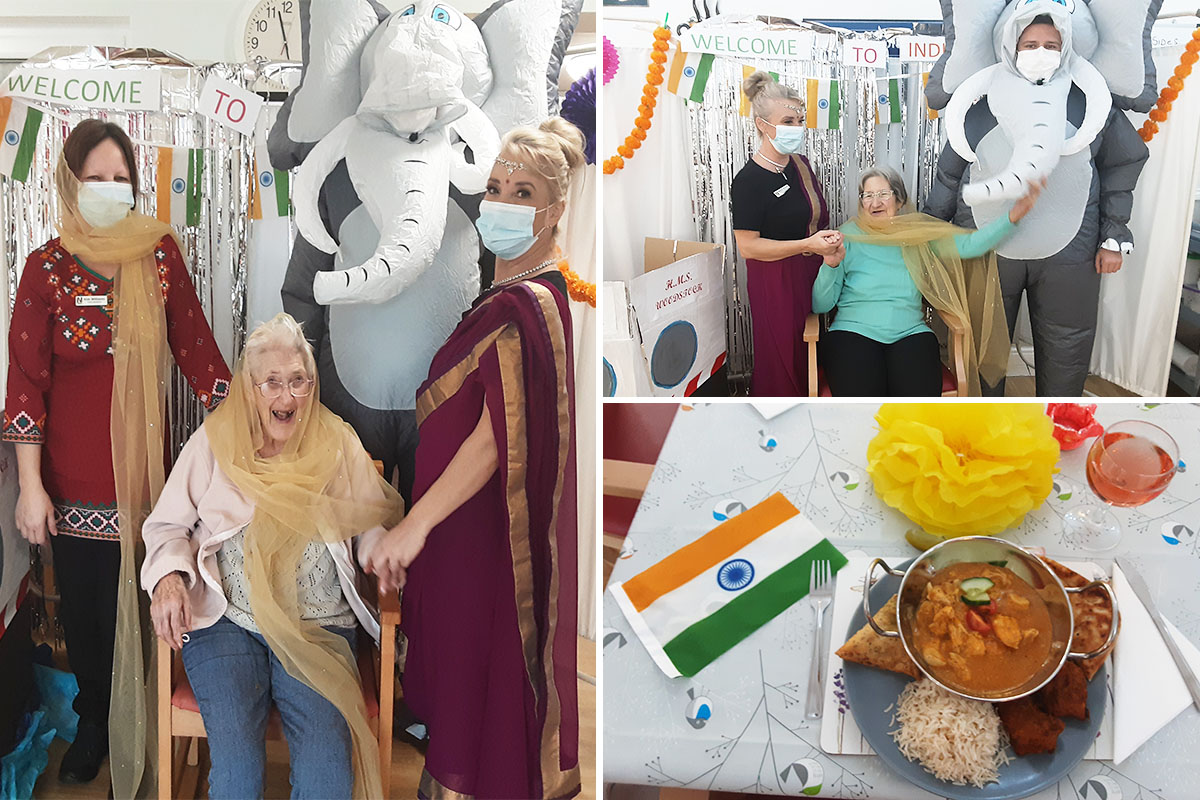 Woodstock Residential Care Home residents enjoying celebrating Indian culture