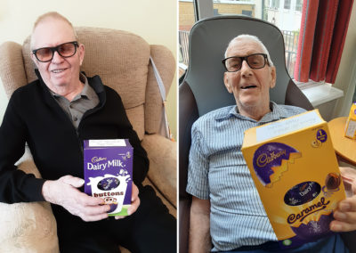 Woodstock Residential Care Home gents with their Easter eggs