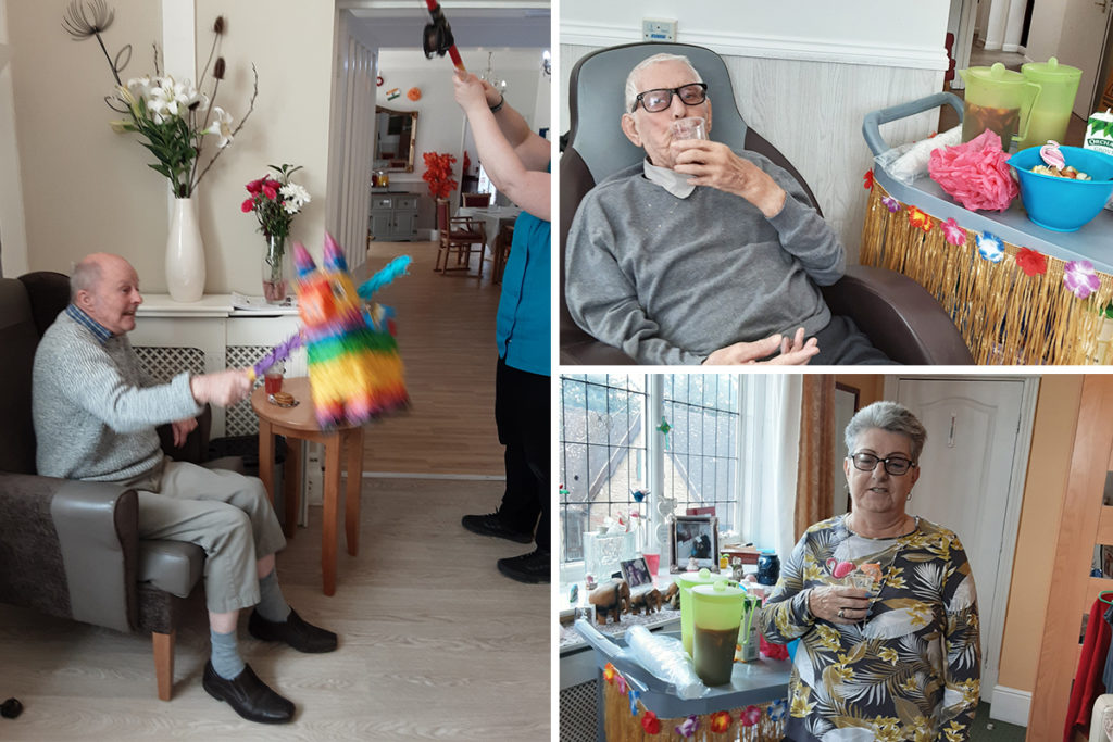 Woodstock Residential Care Home residents enjoying a Piñata and cocktails