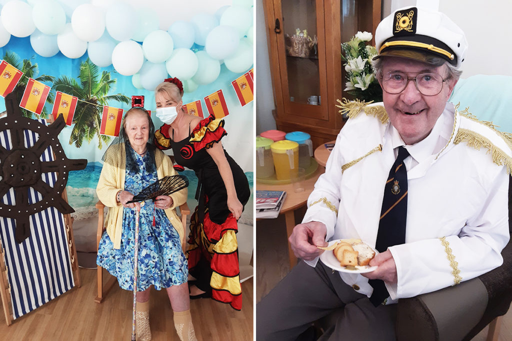 Woodstock Residential Care Home staff member and residents in Spanish Cruise fancy dress