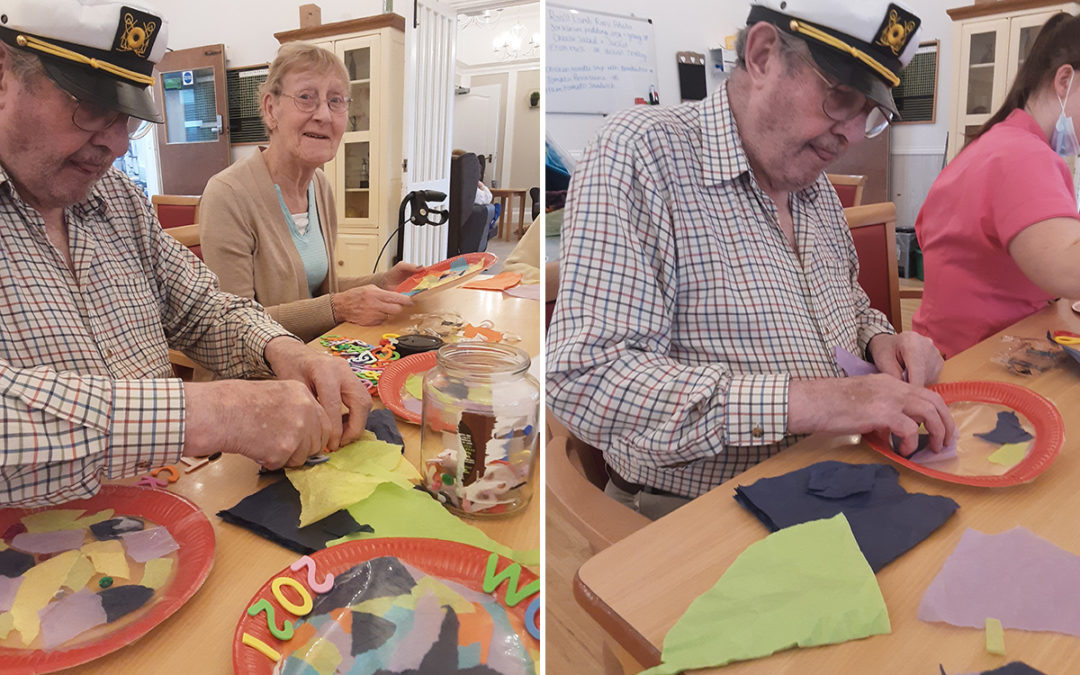 Woodstock Residential Care Home residents create colourful suncatchers
