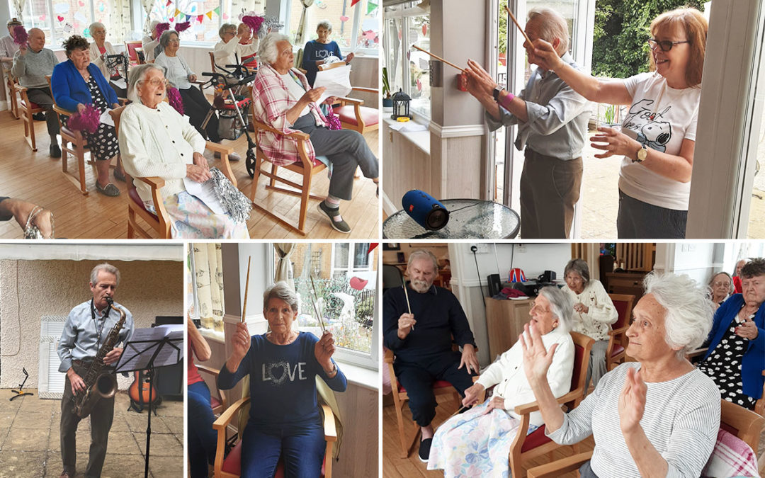 Woodstock Residential Care Home residents enjoy exercise and music with Mo and John