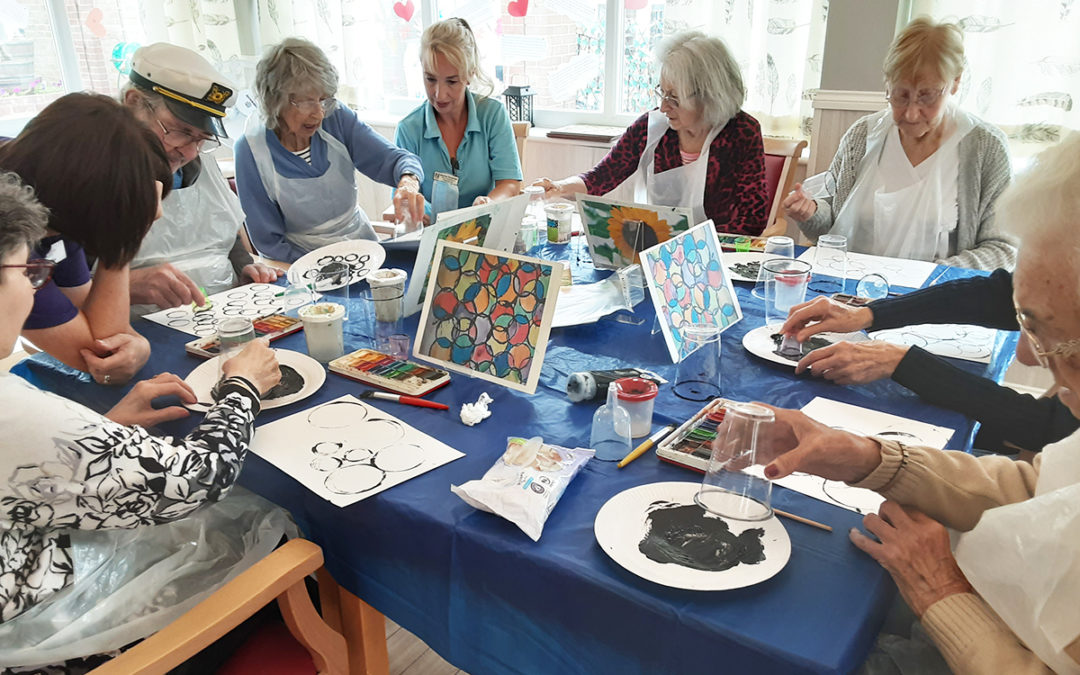 Woodstock Residential Care Home residents create abstract art together