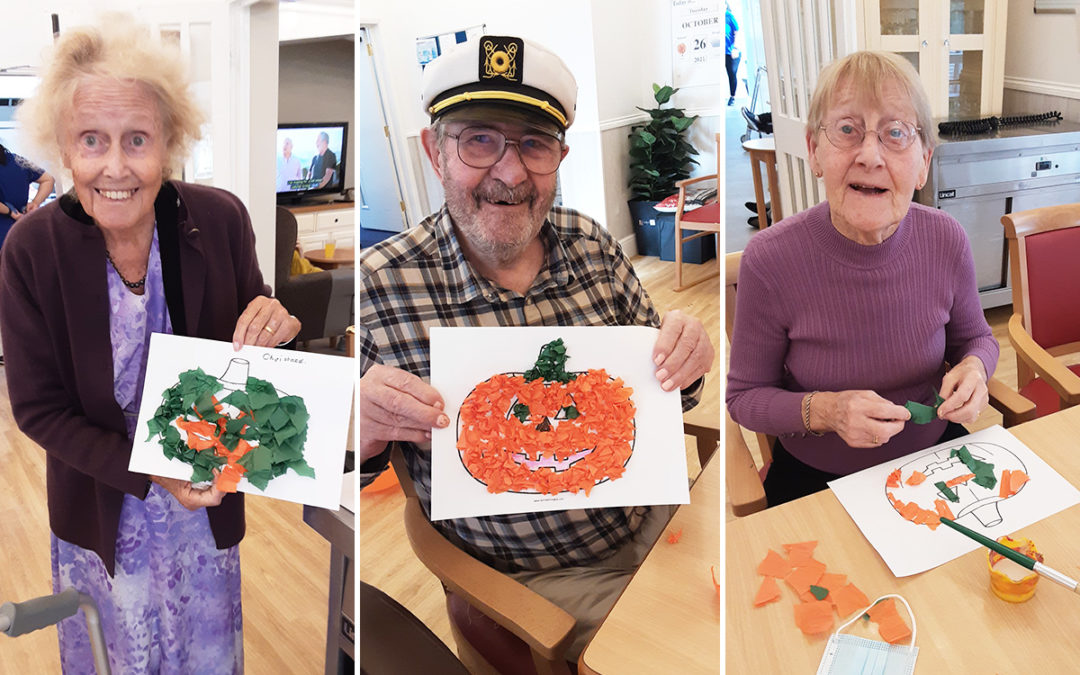 Tissue paper pumpkins at Woodstock Residential Care Home