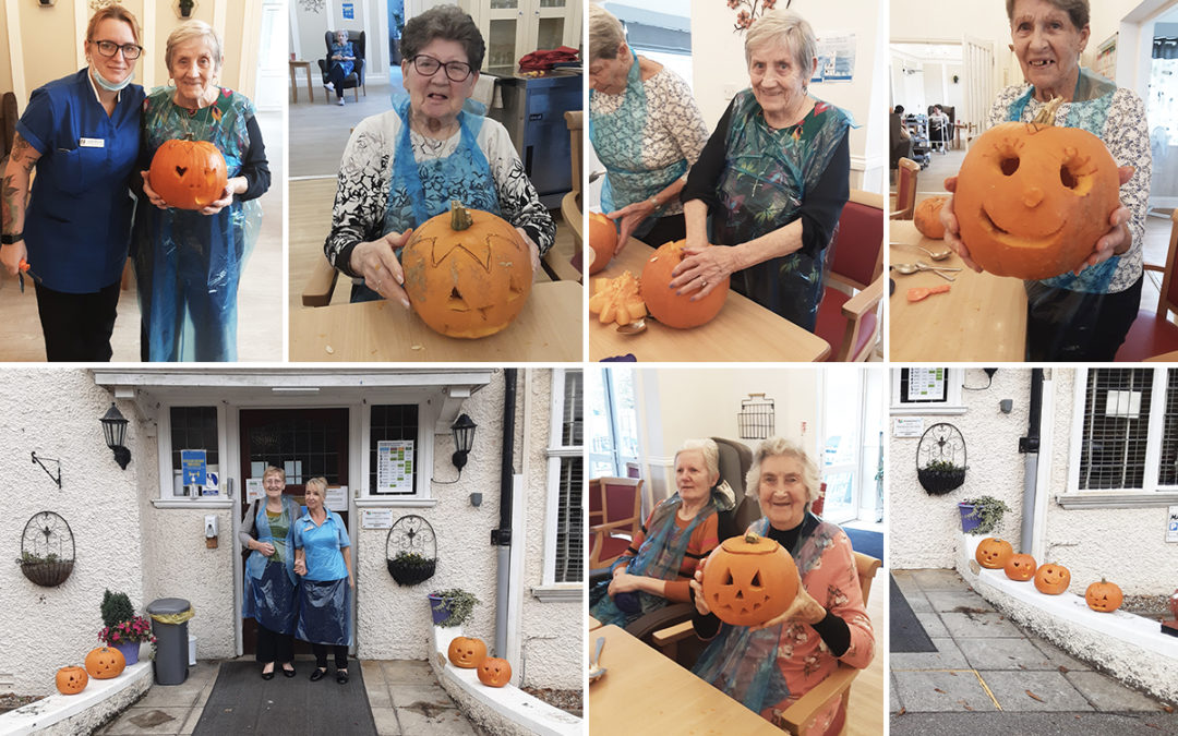 Woodstock Residential Care Home residents enjoy pumpkin carving