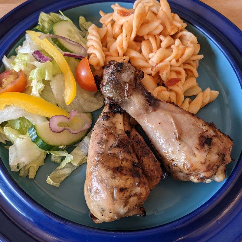 BBQ chicken and salad