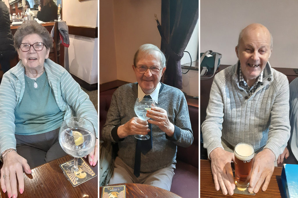Woodstock Residential Care Home residents enjoying drinks at a local Conservative Club