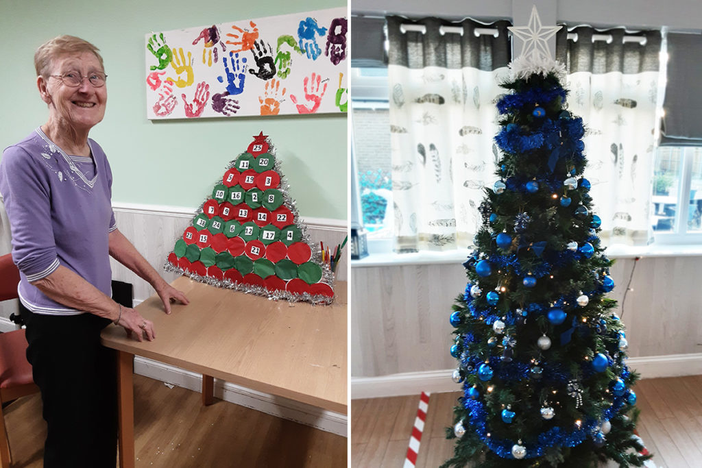 Woodstock Residential Care Home's Christmas advent calendar and festive trees at