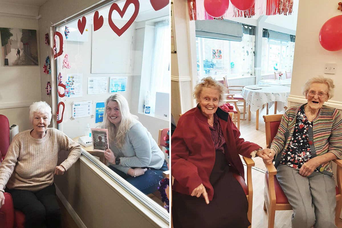 Woodstock Residential Care Home residents spending time on Valentine's Day with friends and family