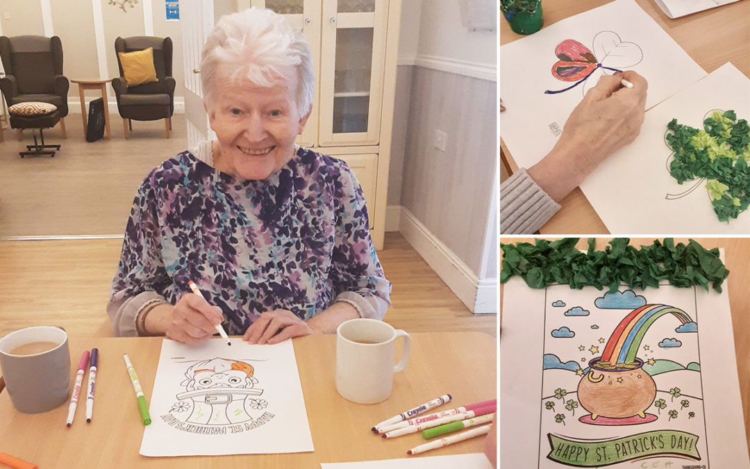 St Patrick’s Day crafts at Woodstock Residential Care Home