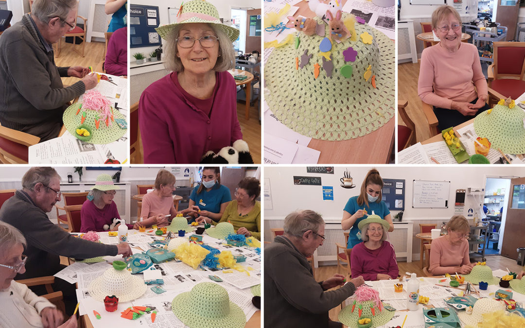 Woodstock Residential Care Home residents enjoy making Easter bonnets
