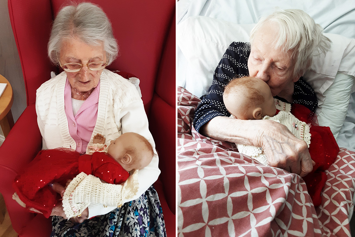 Baby born dolls being cuddled by residents at Woodstock Residential Care Home