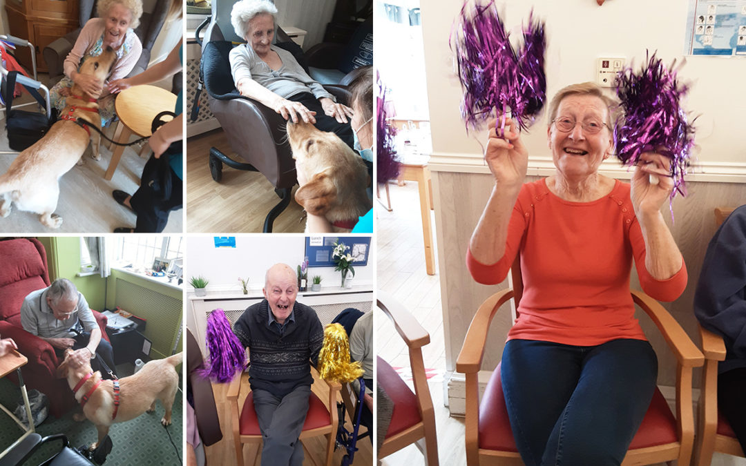 Dog therapy and exercises with Right Step at Woodstock Residential Care Home