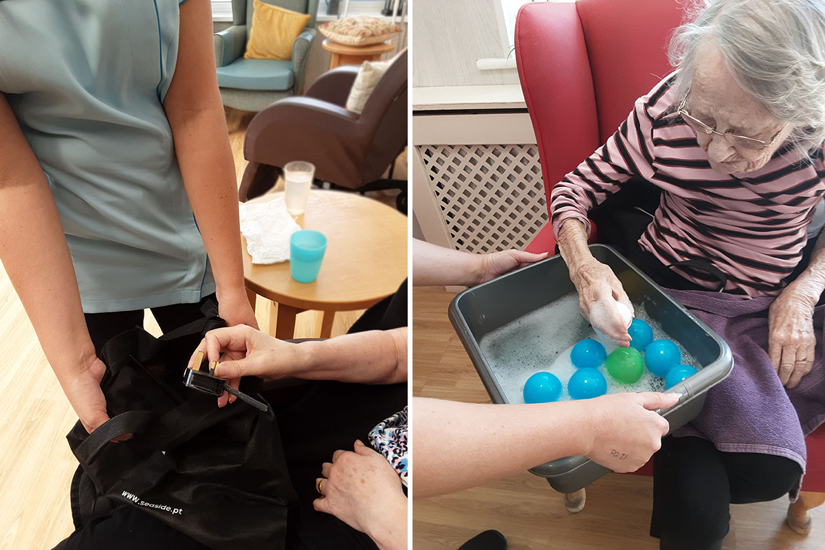 Woodstock Residential Care Home residents playing sensory games