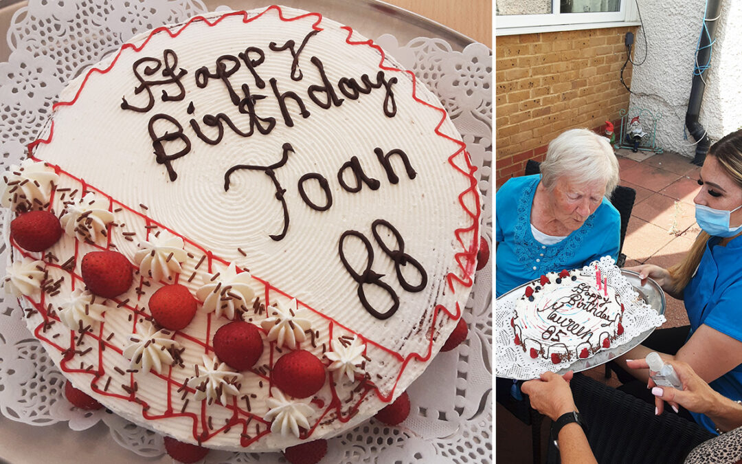 Happy birthday Maureen and Joan at Woodstock Residential Care Home