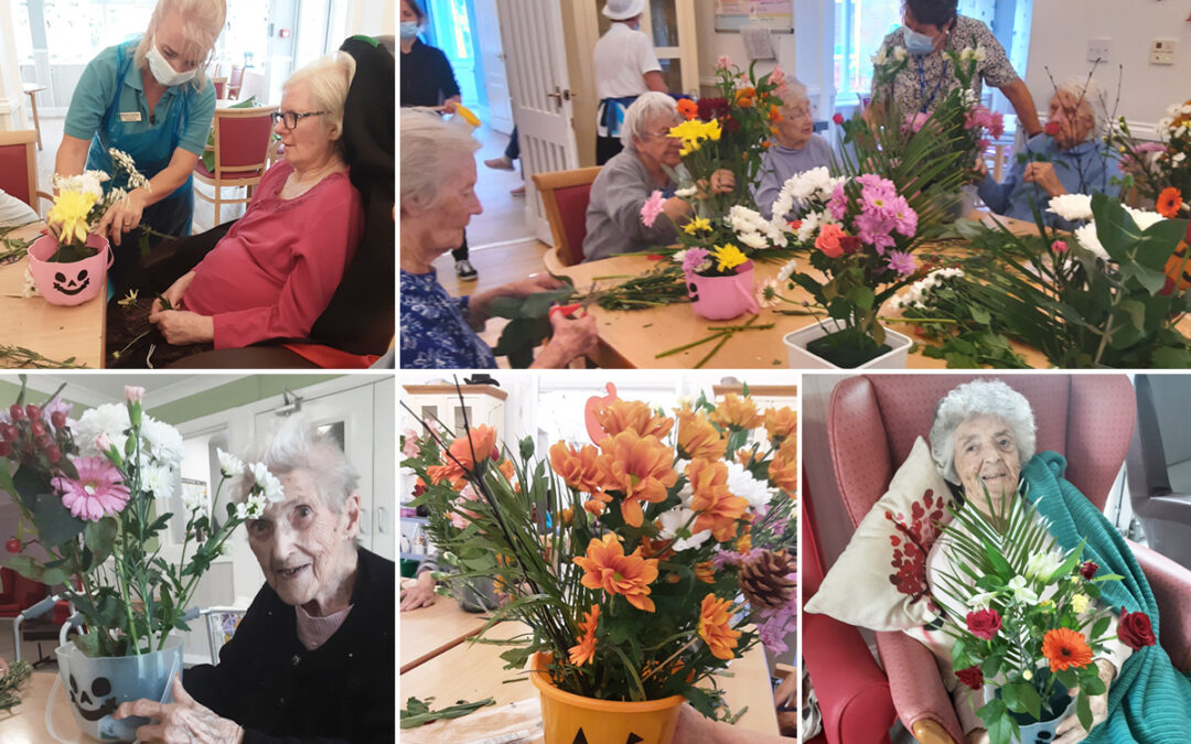 Halloween flower arranging at Woodstock Residential Care Home