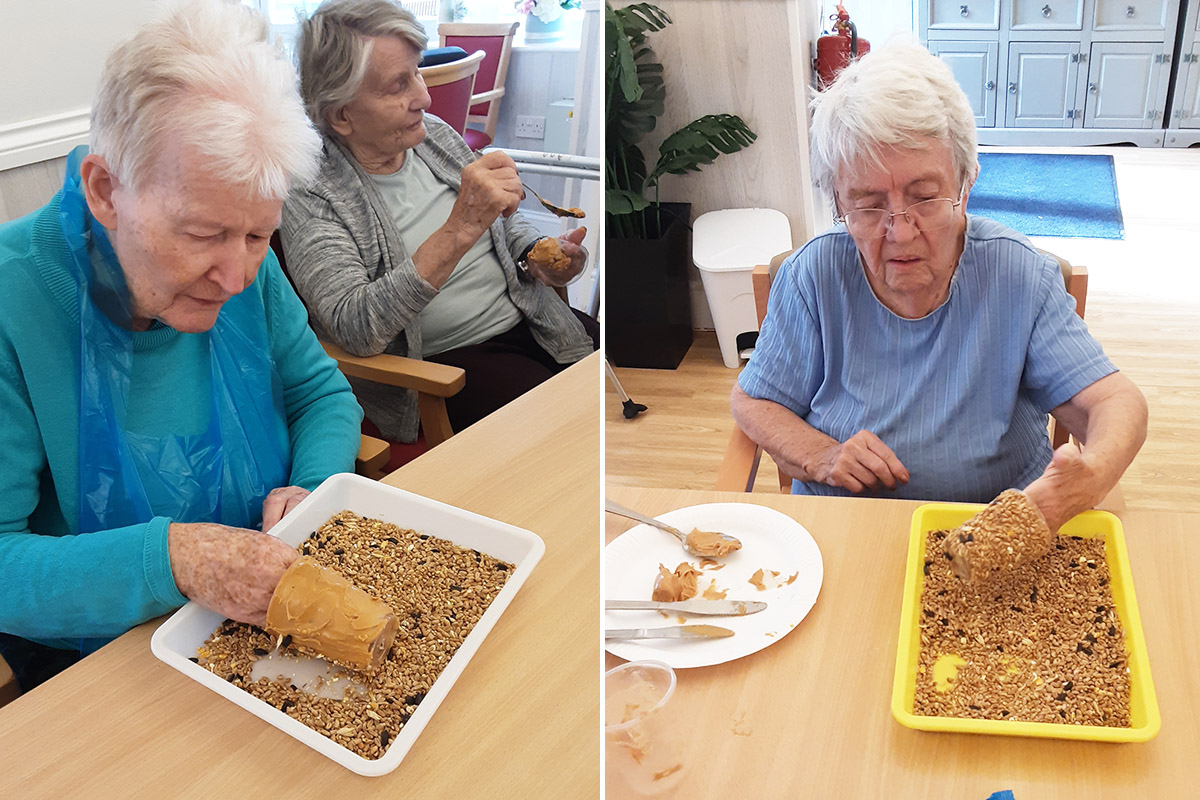 Residents at Woodstock Residential Care Home making bird feeders
