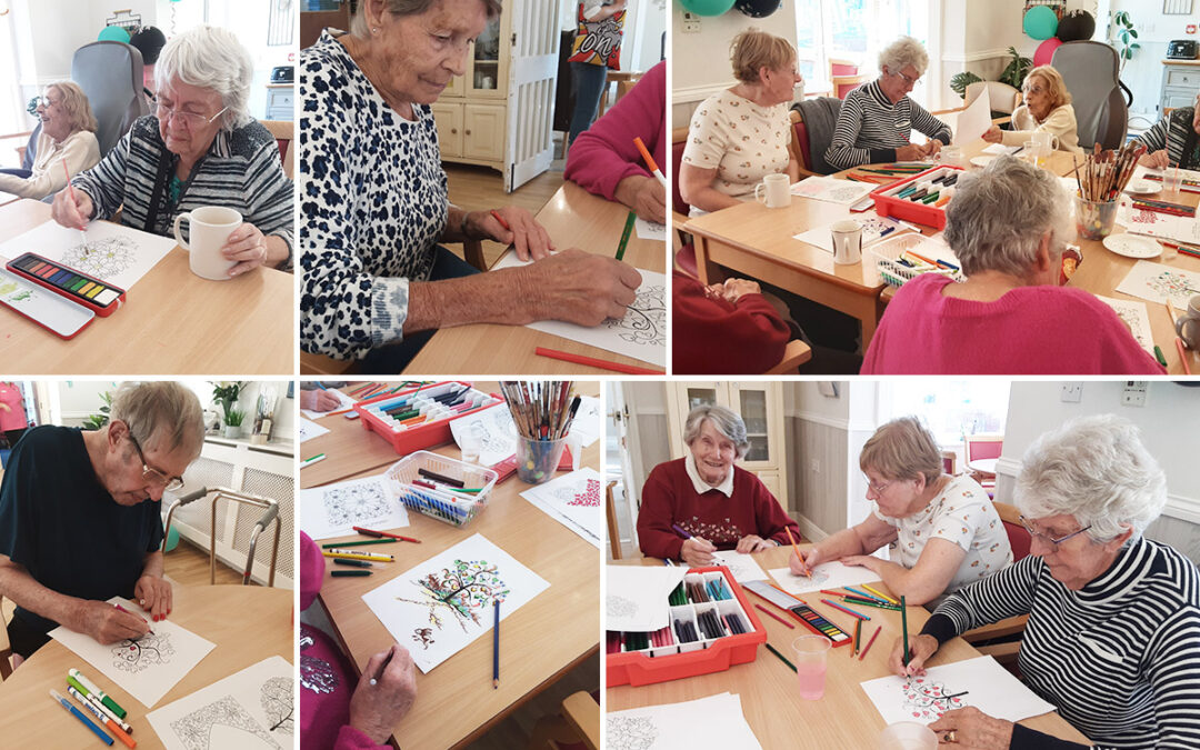 Relaxing art session at Woodstock Residential Care Home