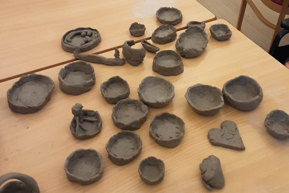 Clay Diwali pots at Woodstock Residential Care Home