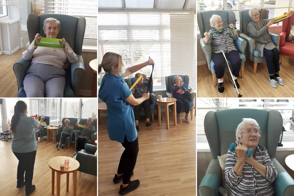 Residents exercise programme at Woodstock Residential Care Home