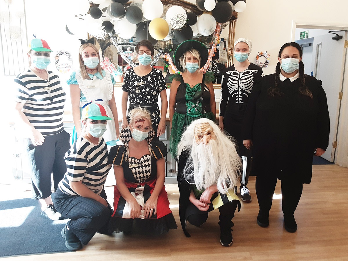 Our Woodstock Residential Care Home staff team dressed for Halloween