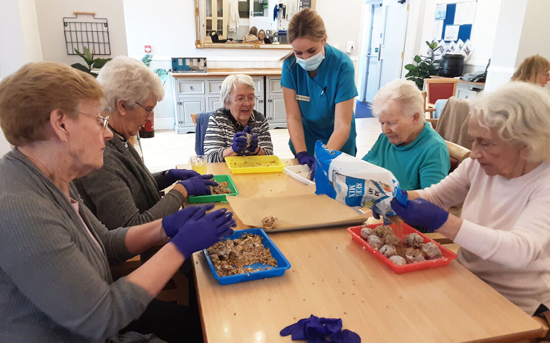 Making bird feeders at Woodstock Residential Care Home